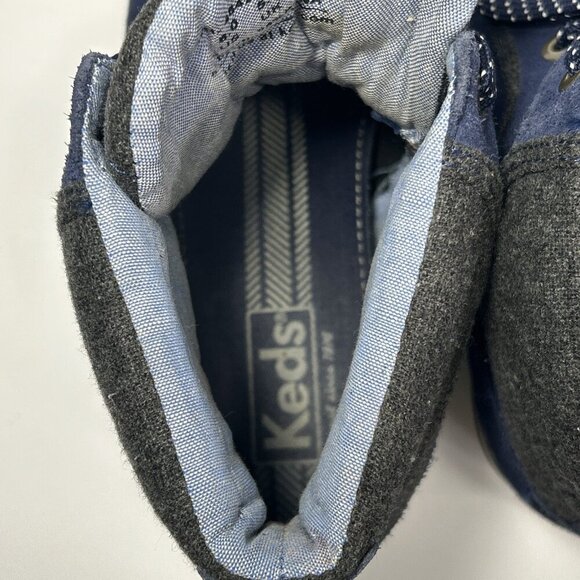 Meds High Top Hidden Wedge Rookie Shoe Navy Blue Suede Size 8 - Picture 7 of 9